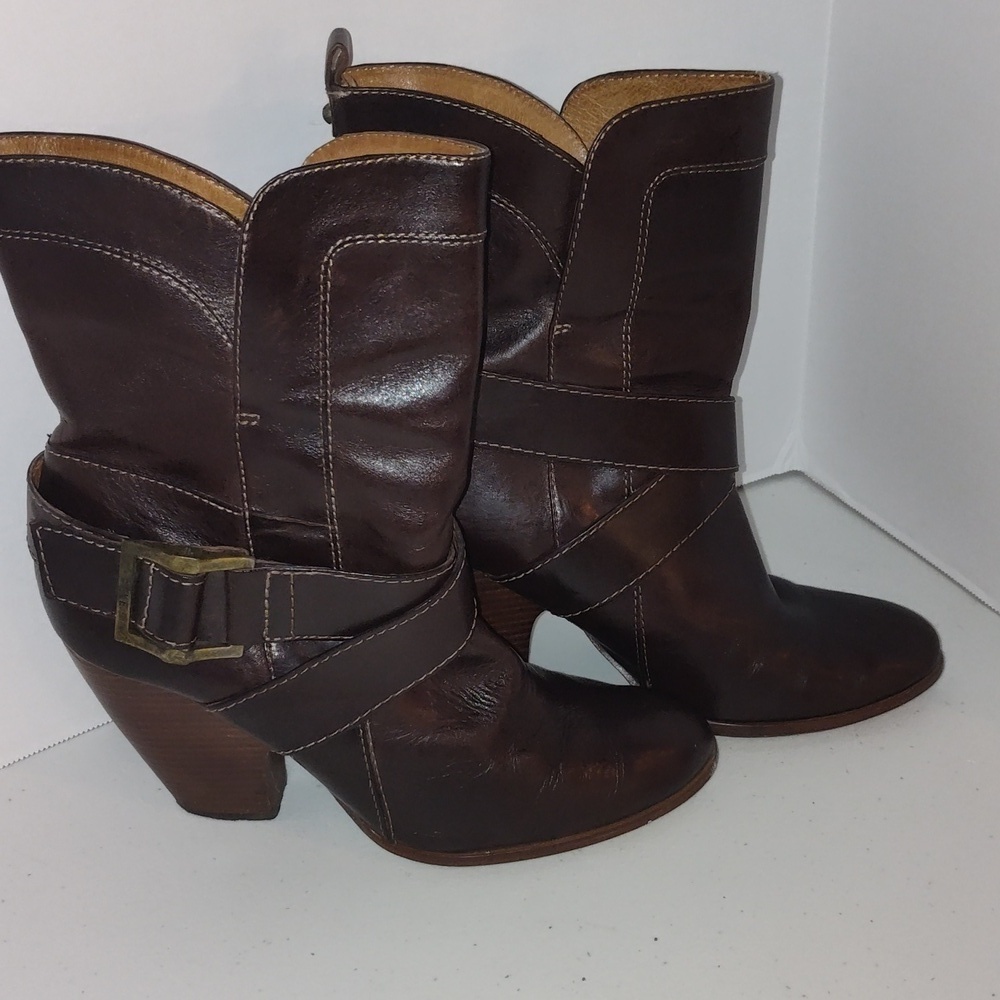 FRYE Andrea Harness Heeled Western Boots size 9